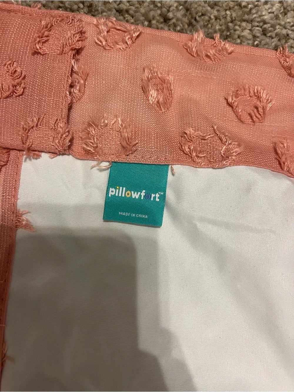 Pillowfort Coral Pink Textured Dot Curtain Panel